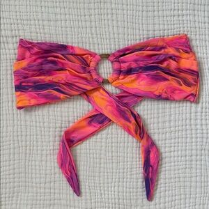 Berry Beachy Bandeau Colorful Pink and Orange Bikini Top
